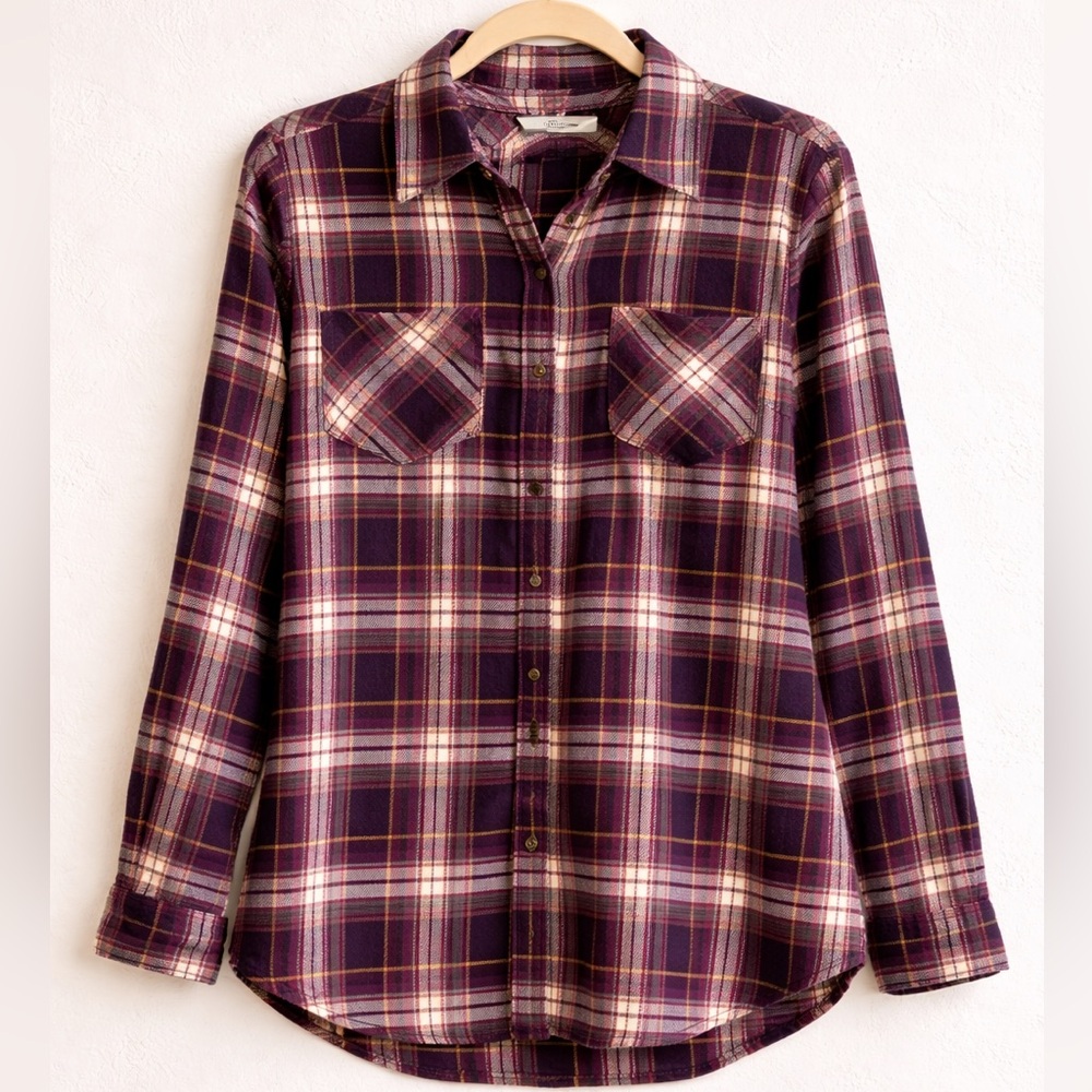 Natural Reflections Plaid Button-Up Shirt Women’s Size S Flannel Casual